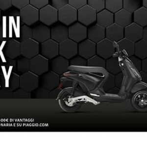 Ghezzi Moto promozione novembre 2023 Back in Black Friday - Piaggio Active 1 tuo con 400 euro di vantaggi. Scopri di più in concessionaria e su piaggio.com